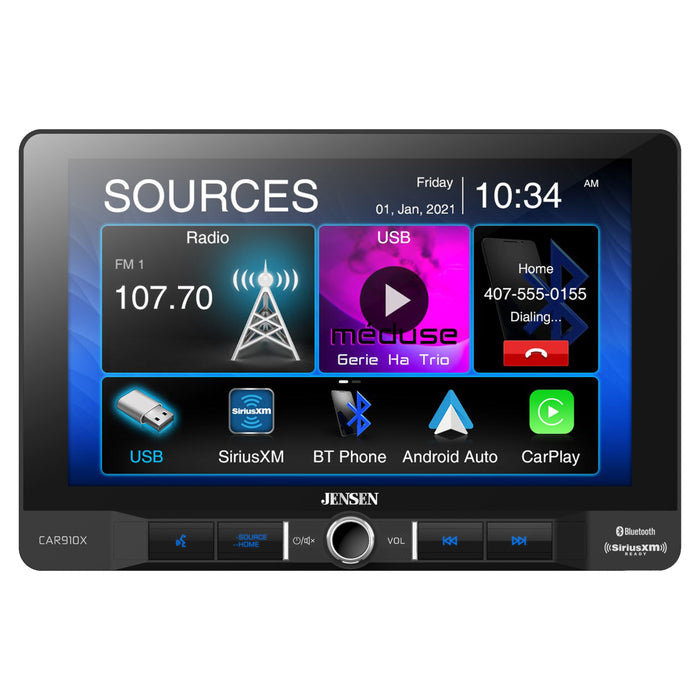 Jensen 9" Touchscreen Bluetooth 1 DIN Radio w/ Apple CarPlay & Android Auto