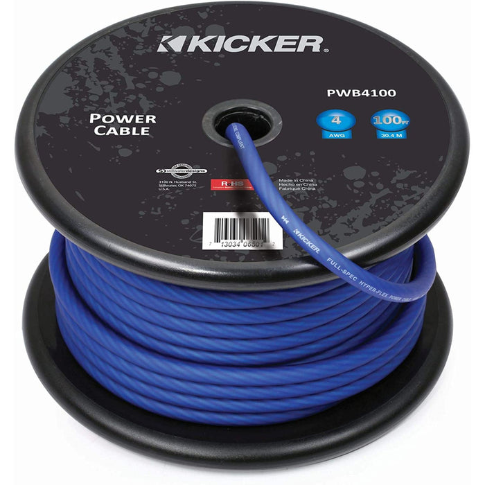 Kicker 4 AWG 100% Oxygen Free Copper OFC Blue Power/Ground Wire Lot