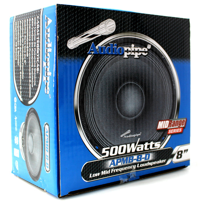 Audiopipe 8 Mid Bass Loud Speaker 500W 8 ohms 2 Voice Coil Black