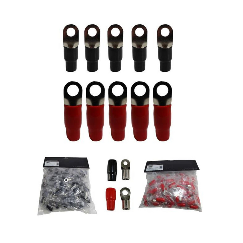 10 Red + 10 Black XS Power 4 AWG 10.5MM Ring Terminals Nickle Plated XS-RT4L