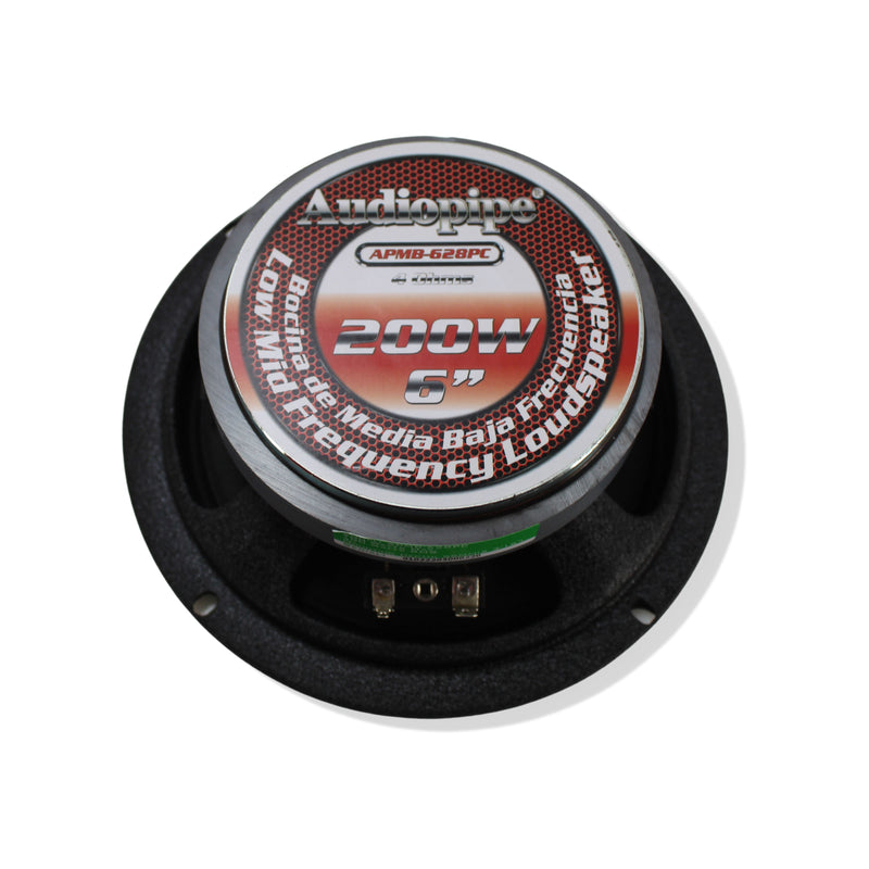Audiopipe 6 Inch 200W 4 Ohm Mid Bass Car Audio Bullet Loud Speaker Silver