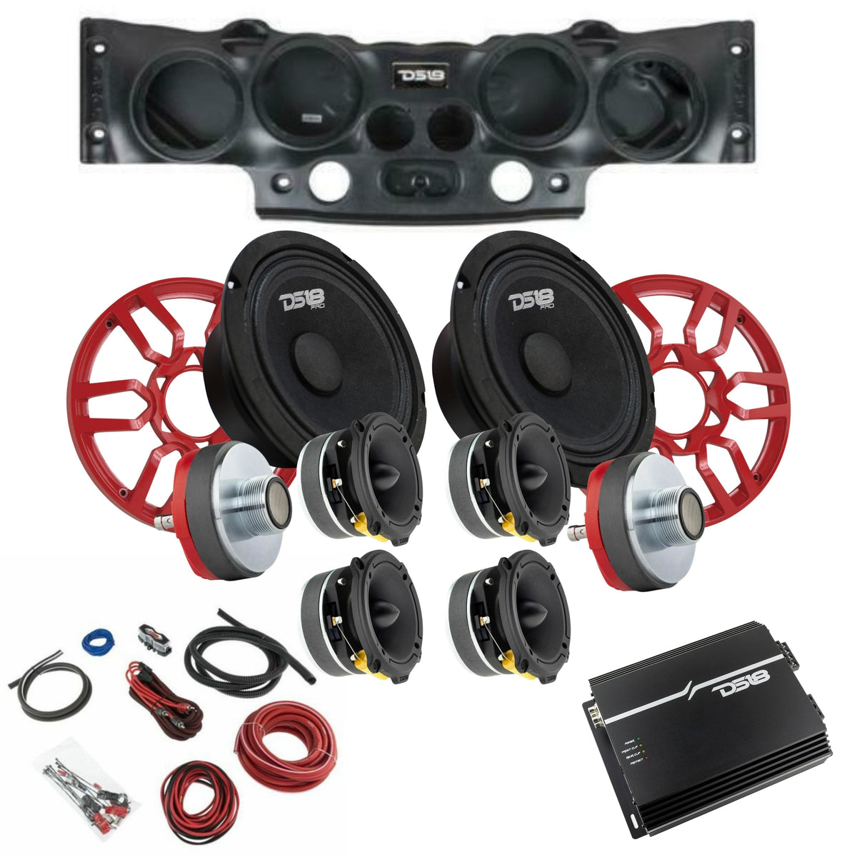DS18 Jeep JK/JKU Sound Bar Combo Speakers, Tweeters, Amplifier