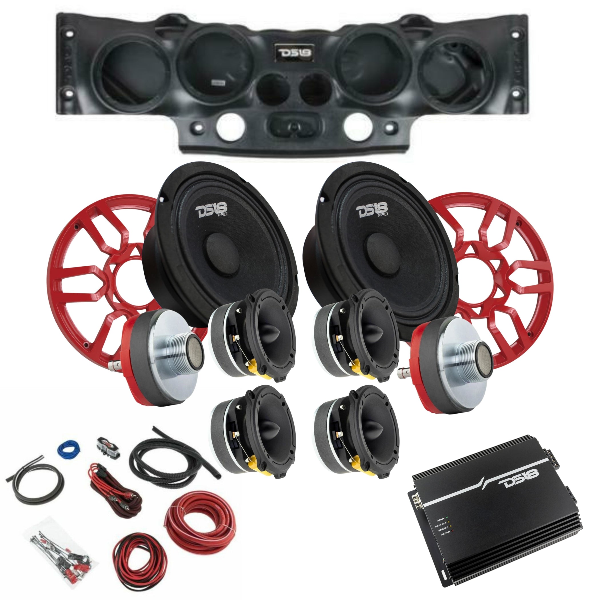 DS18 Jeep JK/JKU Sound Bar Combo Speakers, Tweeters, Amplifier & Grill ...