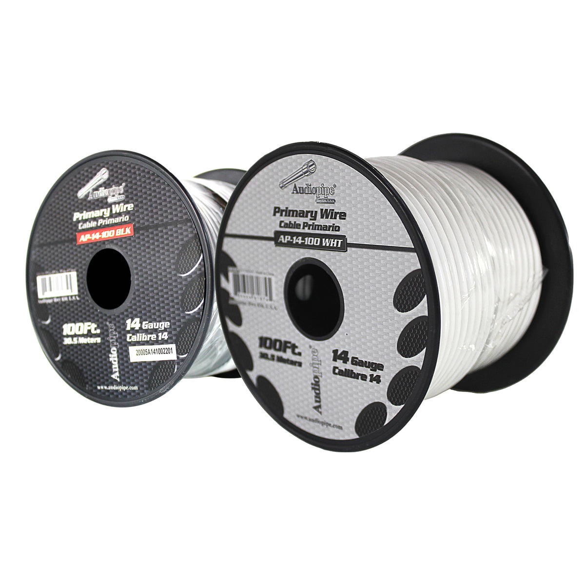 14 GA 100 FT White Black Stranded Spools of CCA Primary Power Ground W ...