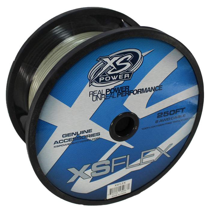XS Power 8 AWG 100% Oxygen Free Copper XS Flex Power/Ground Wire Clear Lot