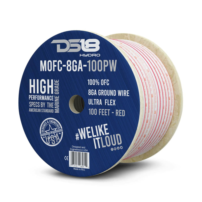 DS18 8 AWG 100% OFC Marine Power/Ground Wire Red/White Lot Cut By The Foot
