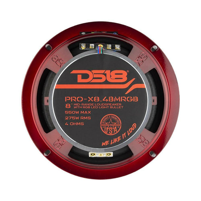 DS18 PRO-X8.4BMRGB 8" 550 Watt 4 Ohm Midrange Speaker w/ RGB LED Bullet OPEN BOX