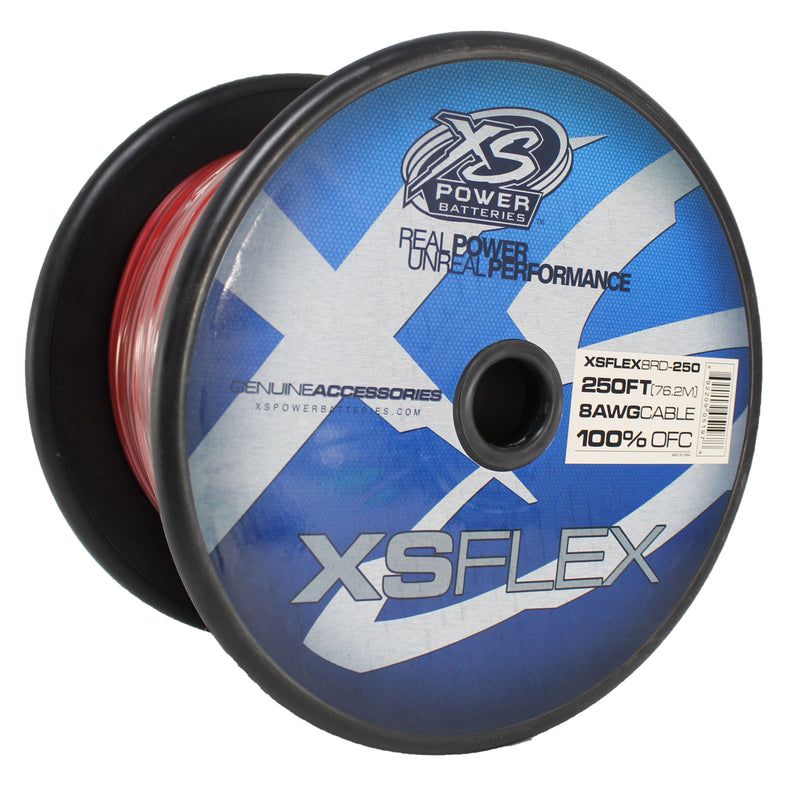 XS Power 8 AWG 100% OFC XS Flex Power/Ground Wire Red Lot Cut By The Foot