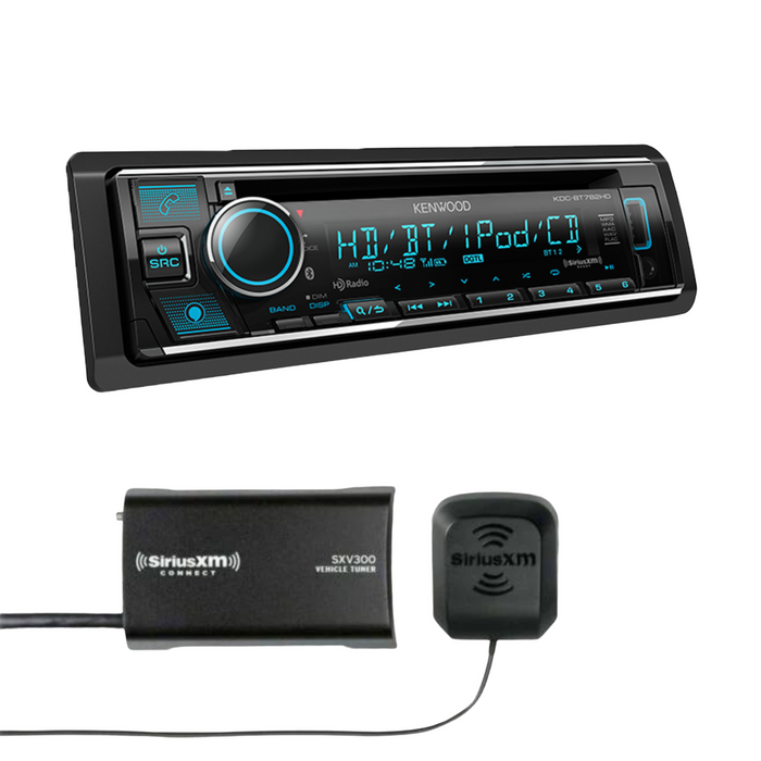 Kenwood Single Car Stereo Receiver KDC-BT782HD Plus SiriusXM Tuner Kit SXW300V1