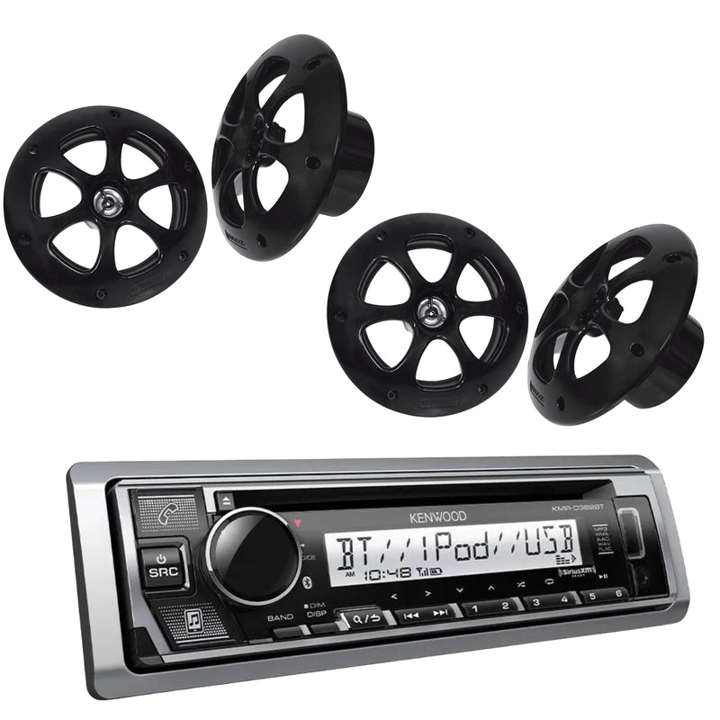 Kenwood Marine Bluetooth Single DIN CD Receiver W/ 2 Pair of 6.5" Coax Speakers