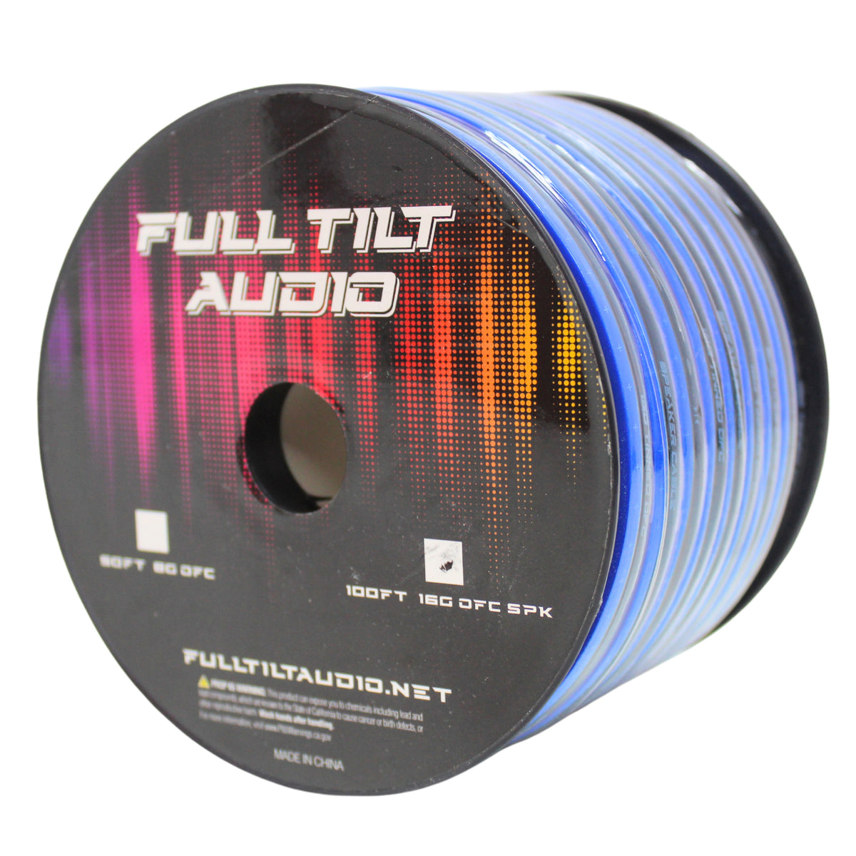 Full Tilt Audio 16GA Tinned Oxygen Free Copper Speaker Wire Blue/Black