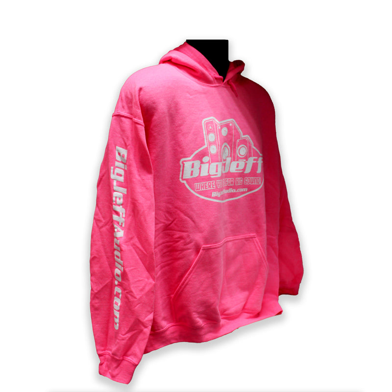 Official Big Jeff Audio Cotton Polyester Pink Unisex Hoodie with Logo