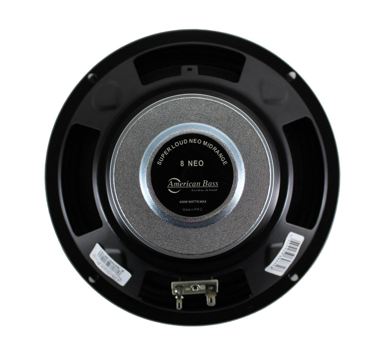 American Bass 8" 400W 1.5" 4-Ohm Voice Coil Pro Midrange Neodymium Speaker NEO8