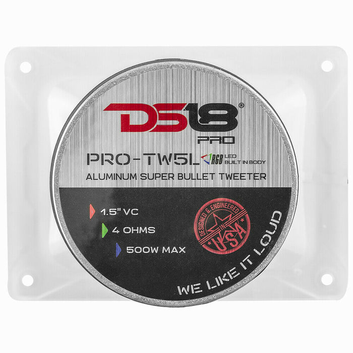 DS18 1.5" Super Bullet RGB Tweeter 500W 4 Ohm PRO-TW5L Car Audio TW510