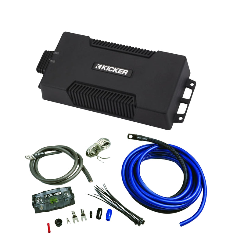Kicker Waterproof Powersport Amplifier Monoblock Class D 300W RMS 1Ohm + Install Kit