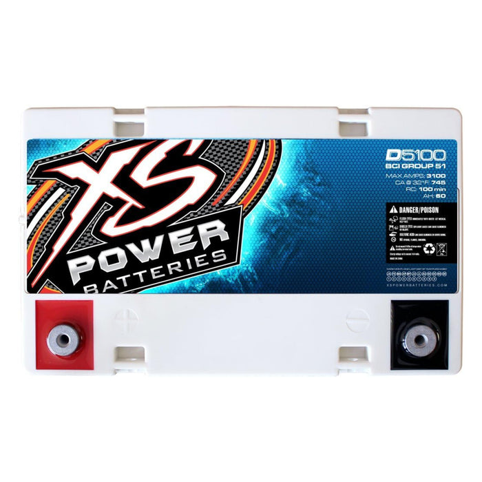 XS Power 12V 3100 Amp AGM High Output Battery with M6 Terminal Bolt D5100