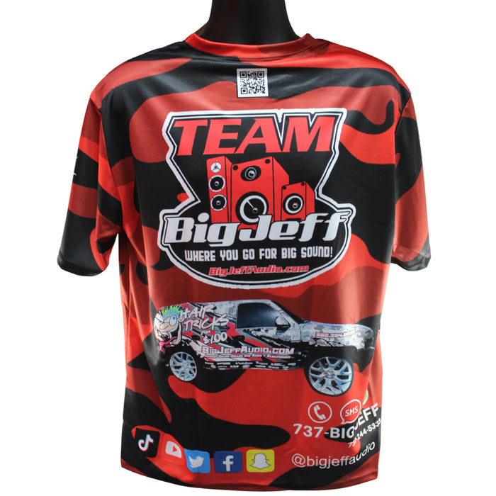 Big Jeff Audio Team Red/Black Camo Full Color T-Shirts