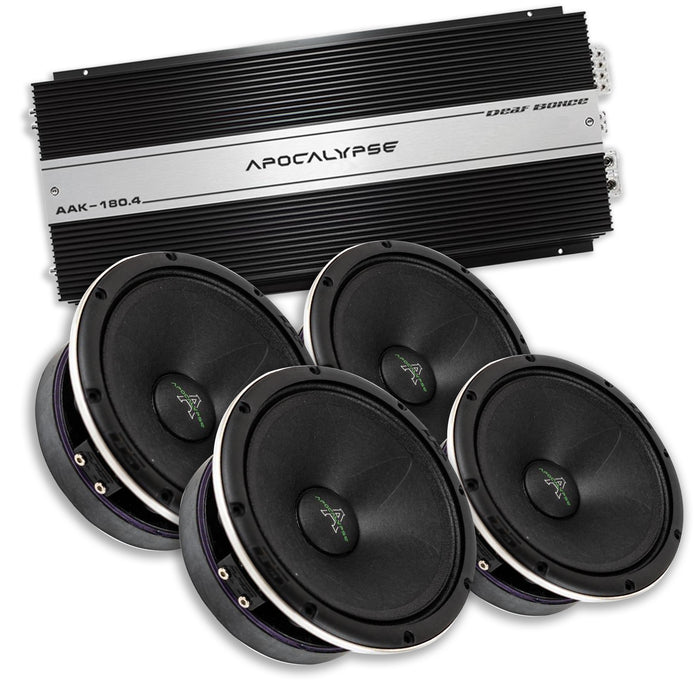 Deaf Bonce Car Audio 4x 6.5 Midrange Speakers 4 Ohm AP-M61AC & 4 Ch Amplifier