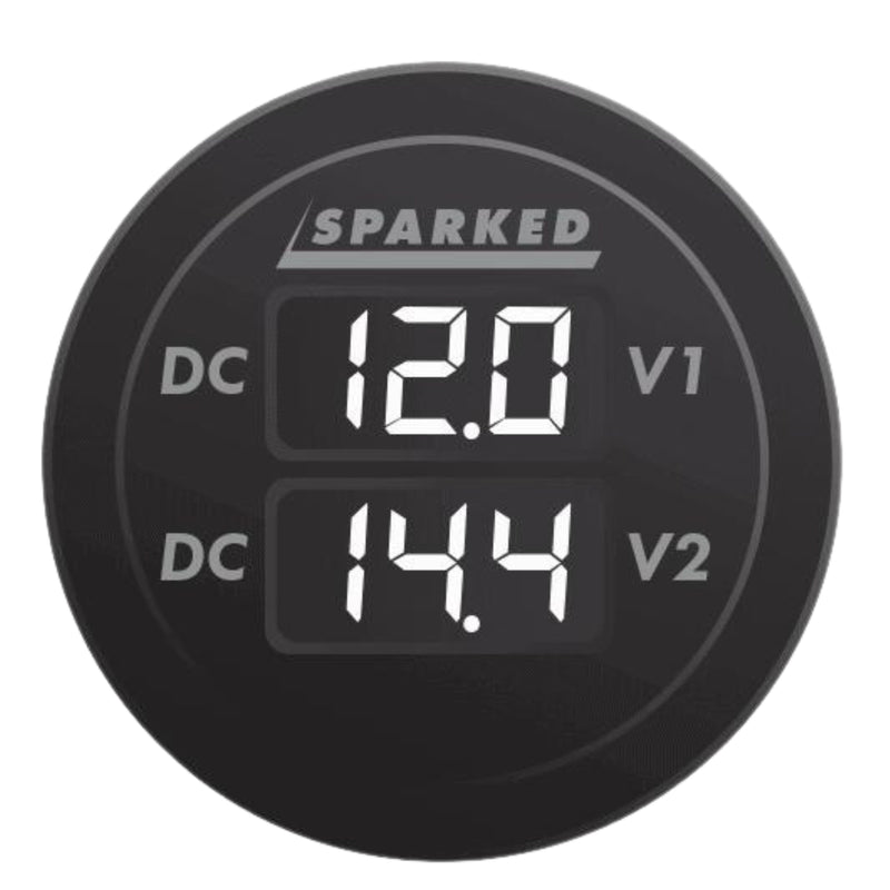 Sparked Innovations Dual LED Display Voltmeter for Main & Aux Battery Monitoring