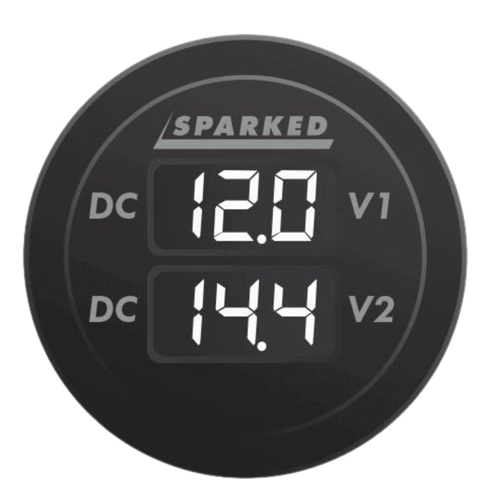 Sparked Innovations Dual LED Display Voltmeter for Main & Aux Battery Monitoring