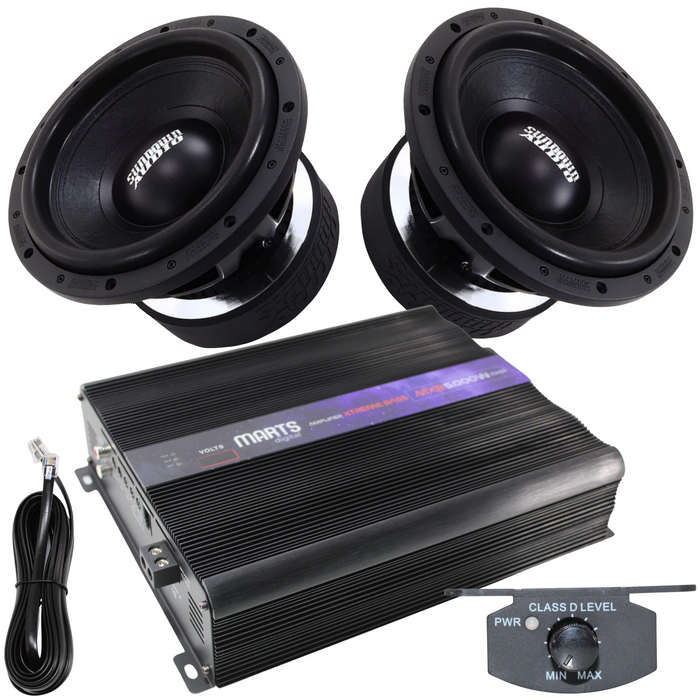 Sundown Audio Combo Pair of U-Series V.2 12" DVC Subs w/Marts Digital Amp 5000w