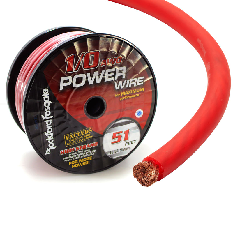 Rockford Fosgate 0 AWG 100% OFC Power/Ground Wire Red Lot Cut By The Foot