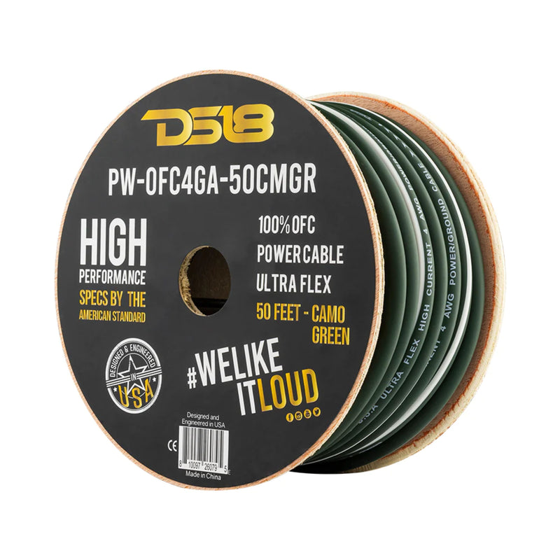 DS18 Car Audio 4 AWG 100% OFC Power/Ground Wire Camo Green Lot Cut By The Foot