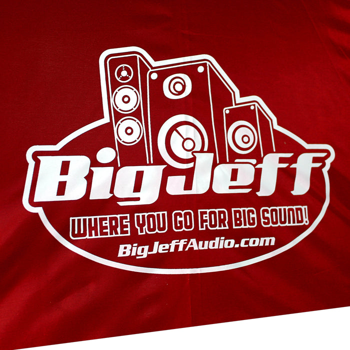Official Big Jeff Audio 60" Arc Golf Umbrella Wood Handle Black-Red with Logo