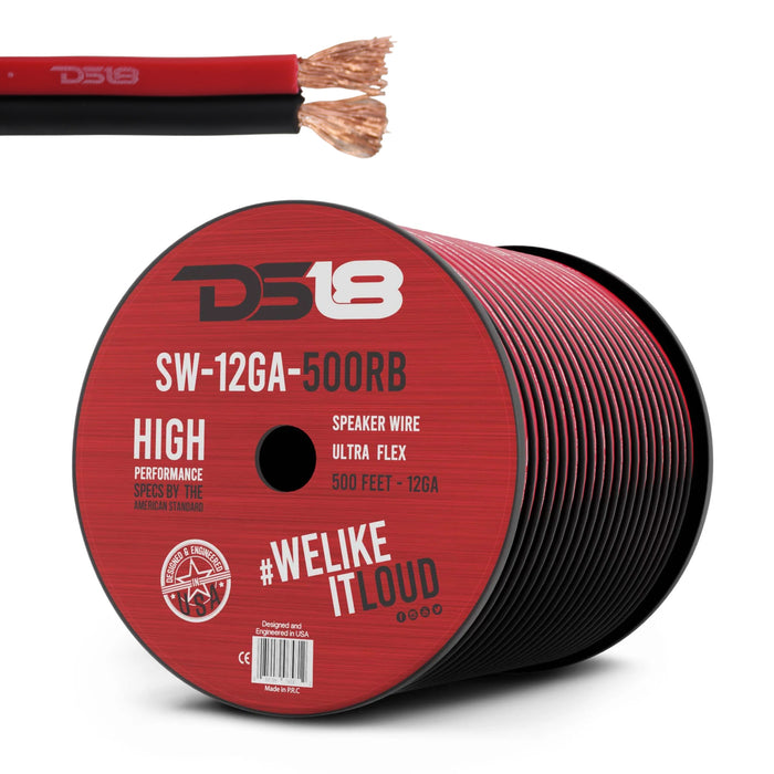 DS18 Car Audio 12 GA Copper Clad Aluminum CCA Speaker Wire Red/Black Lot