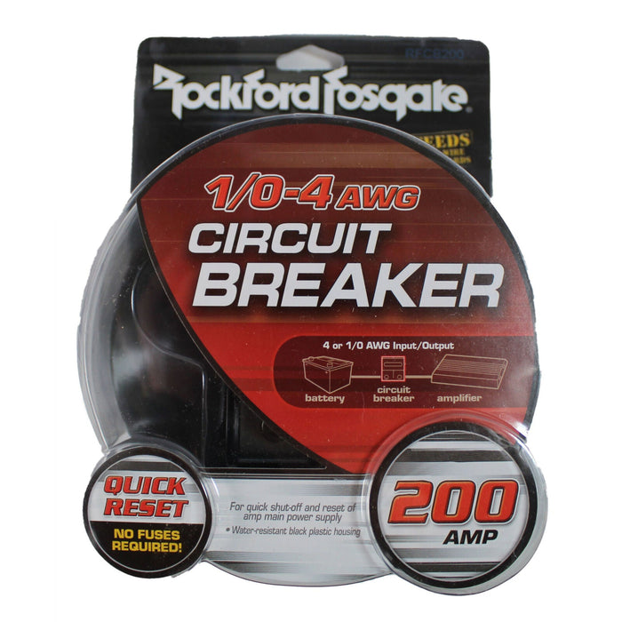 Rockford Fosgate 200 Amp Circuit Breaker Quick Reset 1/0-4 AWG RFCB200