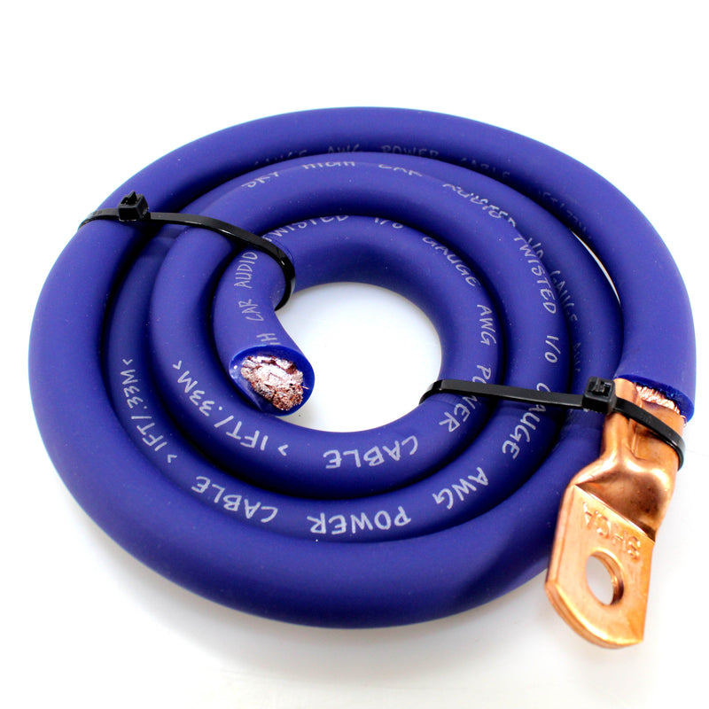 Sky High Car Audio 1/0GA CCA BIG 3 Battery Upgrade Kit Blue Power Black Ground