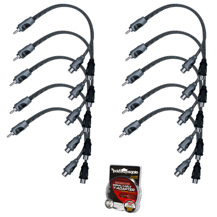 5 Pair of Rockford Fosgate RFIY-1M 2 Female to 1 Male Y-Adapter Signal RCA Cable