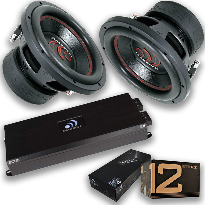 Massive Car Audio 2x 12 Inch Subwoofer 2800W DVC 2 Ohm & 4000W Monoblock Amplifier