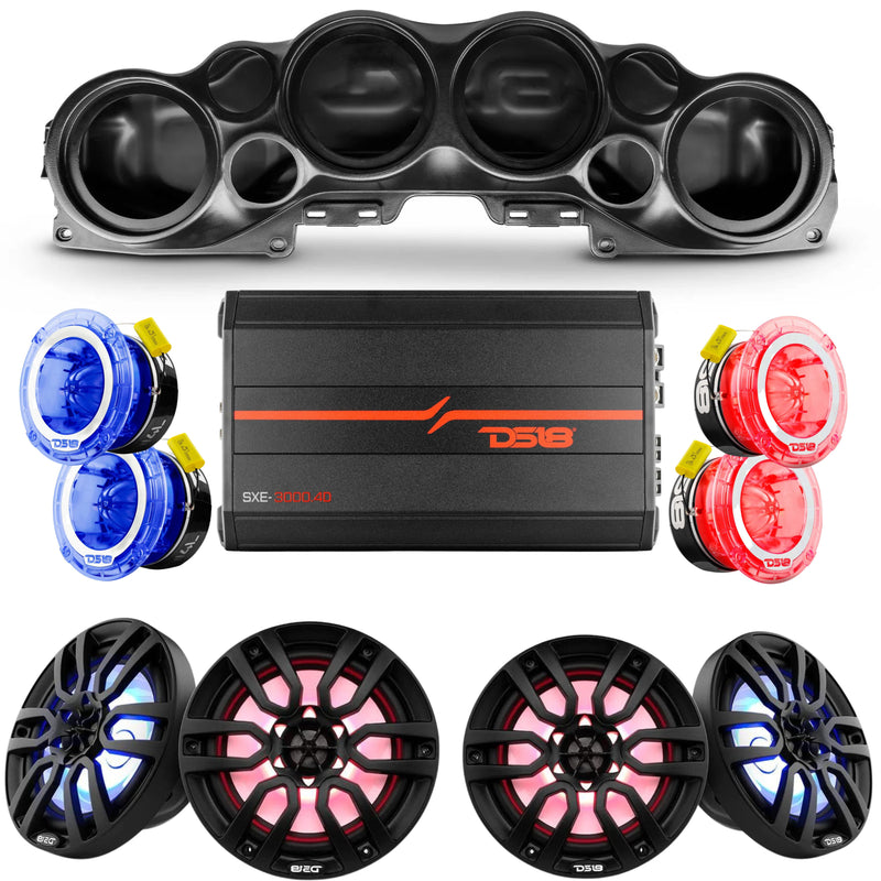 DS18 Loaded RGB Soundbar Black Jeep Wrangler BL Speakers Amp Tweeters 07-19