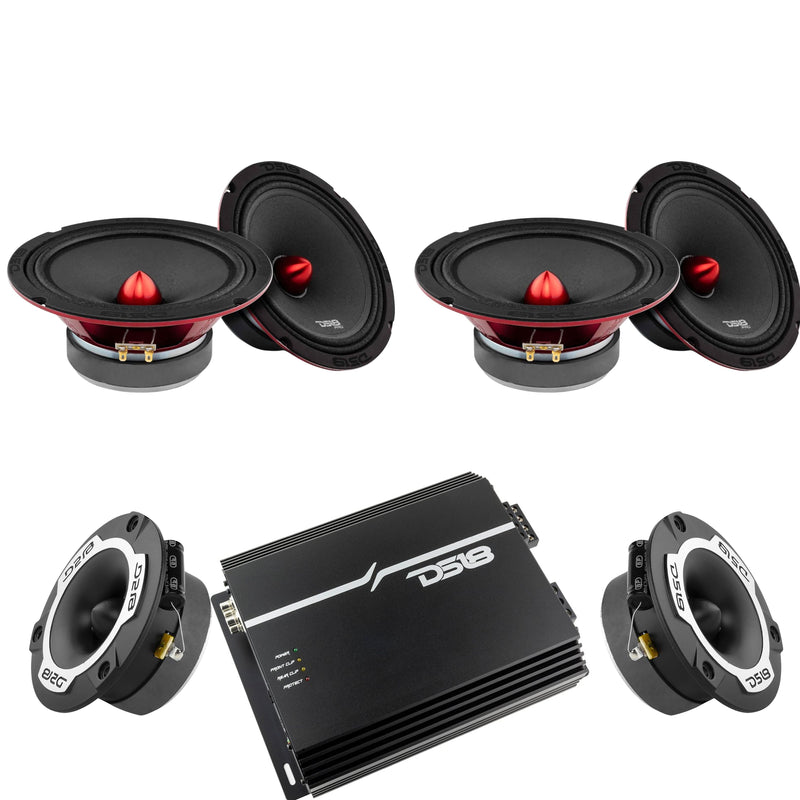 4x 8.4BM Mid range Speakers TWX1 Super Tweeters EXL 800 Watt 4 Channel Amplifier - Big Jeff Online Inc