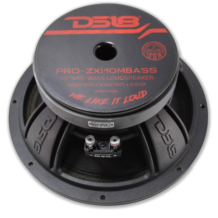 DS18 10" Motorcycle Mid-Bass 1000W 8Ohm Loudspeaker Pro PRO-ZXI10MBASS OPEN BOX
