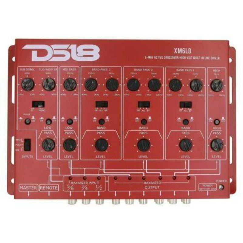DS18 XM6LD High/Low Pass 6-Way Active Crossover with Remote Subwoofer Control - Big Jeff Online Inc
