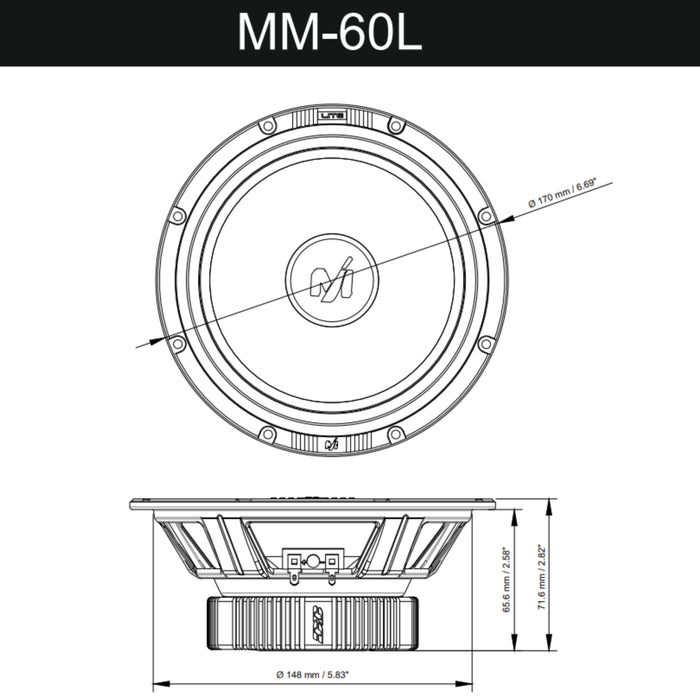 Deaf Bonce Machete Pair of 6.5" 80W RMS 4 Ohm Mid Range Speakers MM-60L