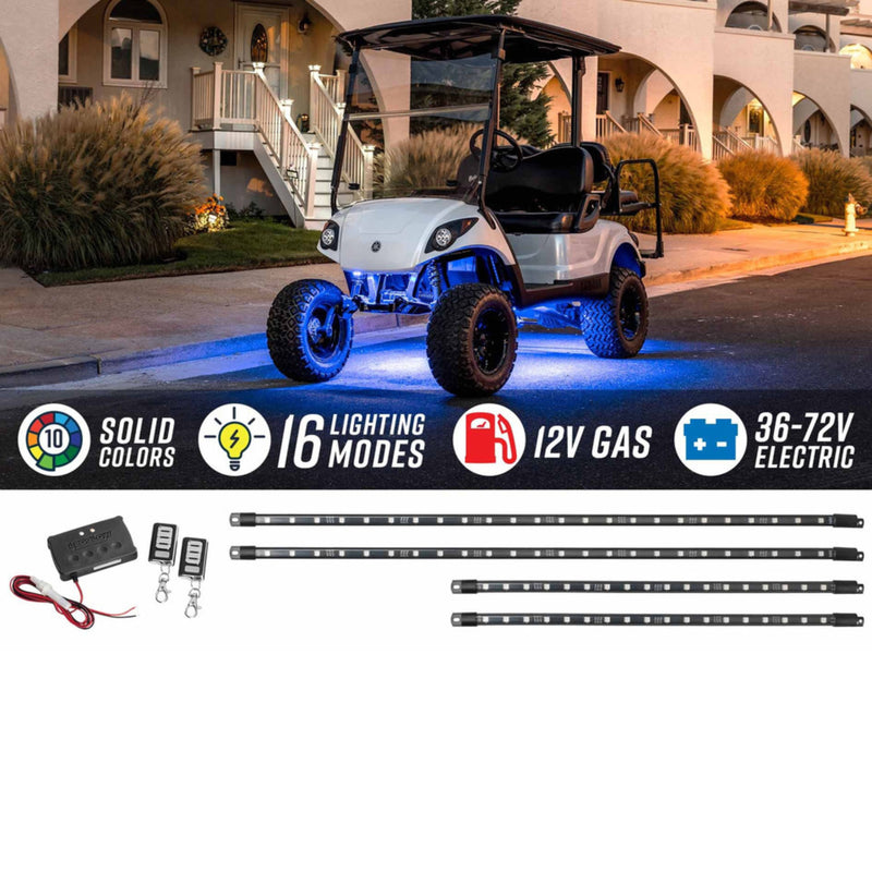 LEDGlow 4pc Million Color 4-Seat Golf Cart Underbody Lighting Kit