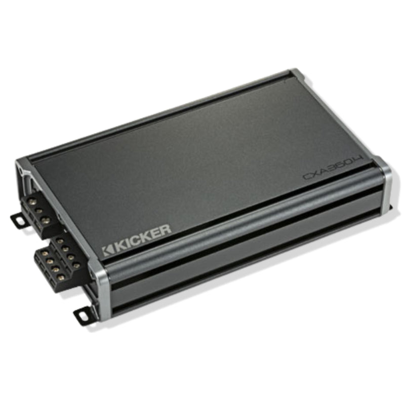 Kicker Full Range 4 Channel Car Amplifier Class A/B 360W RMS 2 Ohm + Install Kit