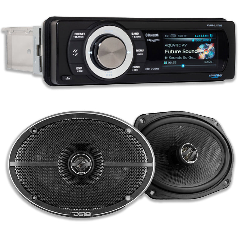 Aquatic Harley Motorcycle Satellite Bluetooth Stereo /w Free DS18 6X9" Speakers