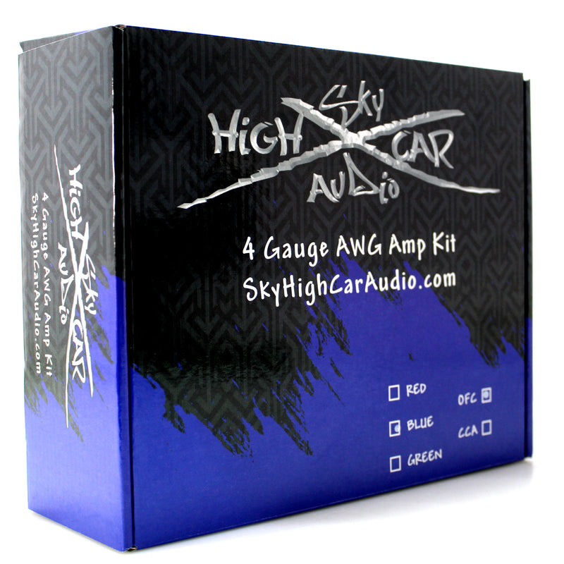 Sky High Car Audio 4 GA OFC Amplifier Wiring Kit Blue Power Black Ground