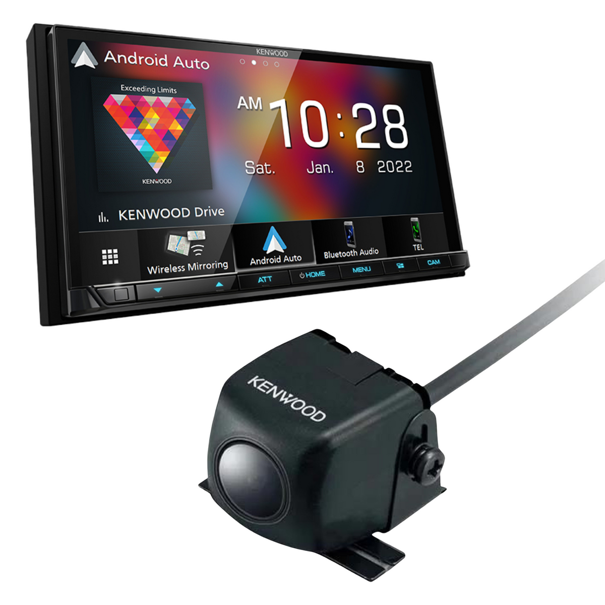 Kenwood CarPlay/Android Auto Receiver DMX9708S Plus Kenwood RearView