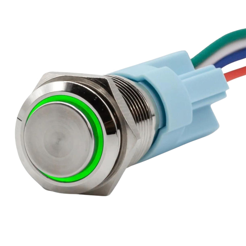 Sparked Innovations Universal Aluminum Momentary Pushbutton Switch w/LED SPDT