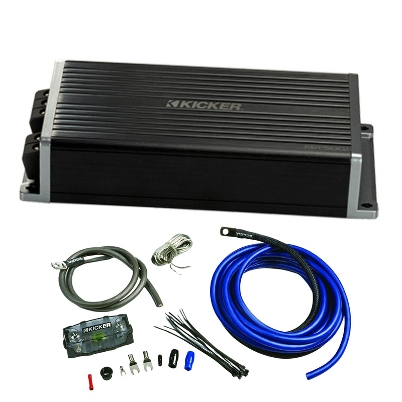 Kicker Smart Monoblock Subwoofer Amplifier Bass Boost 500W 1/2/4Ohm +Install Kit