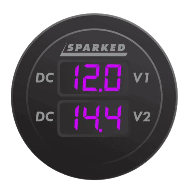 Sparked Innovations Dual LED Display Voltmeter for Main & Aux Battery Monitoring