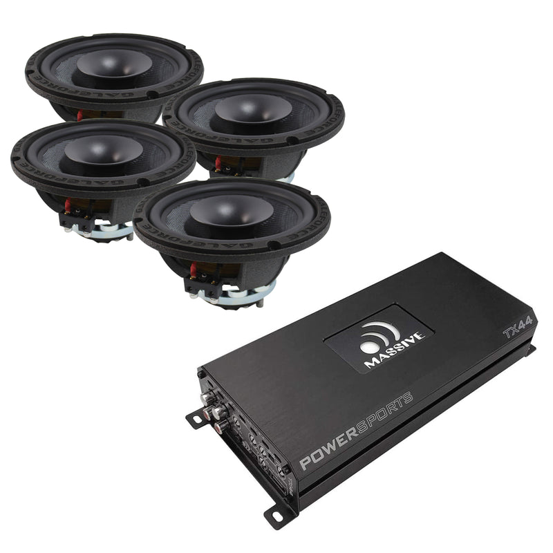 4x Galeforce 8" 450W Marine Speaker + Massive Audio 4 Channel 960W Amplifier
