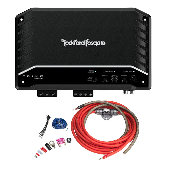 Rockford Fosgate Prime 1200W Class D Monoblock Amplifier 1/2/4 ohm + Install Kit
