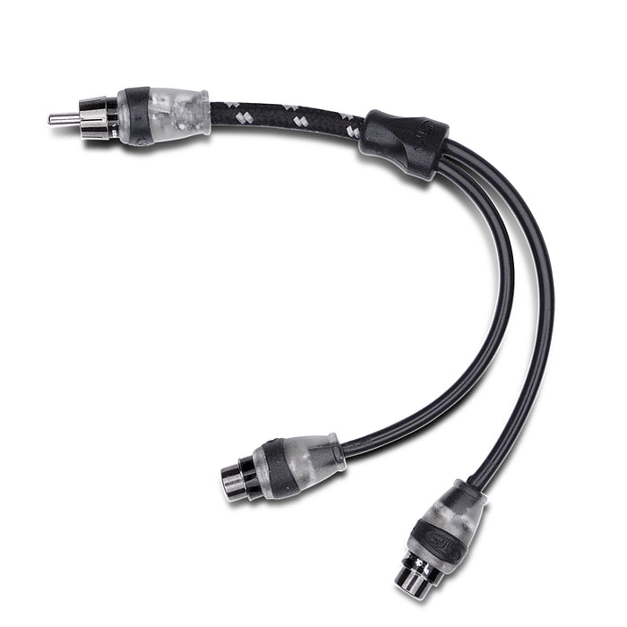 Rockford Fosgate Y-Adapter RCA Cable 2 Female to 1 Male Dual Twist Radio to Amp