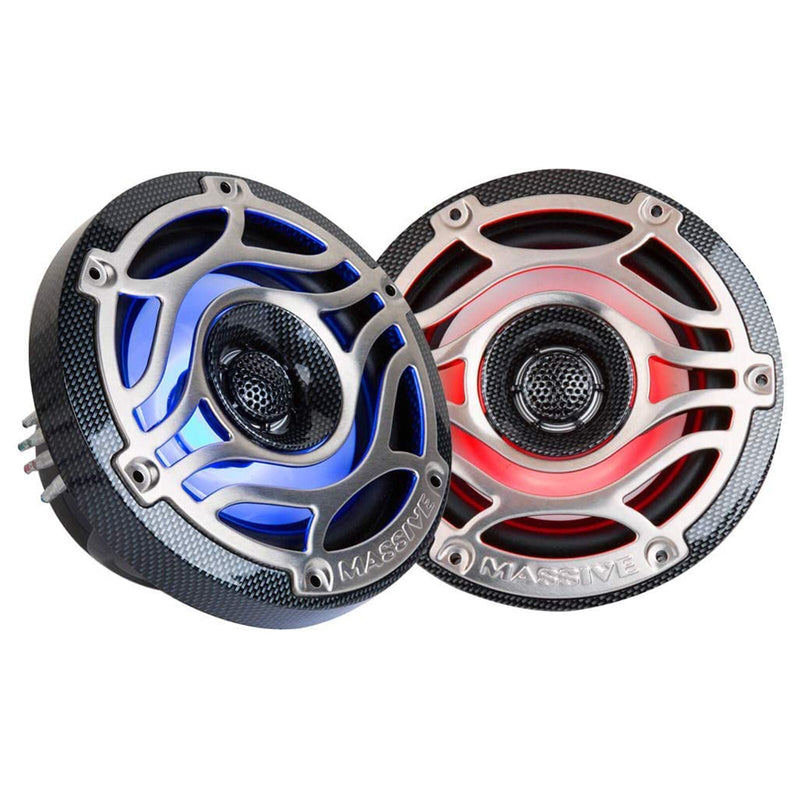 Pair of Massive Audio T65S 6.5" 320 Watt 4 Ohm 2-Way Marine Coaxial Speakers